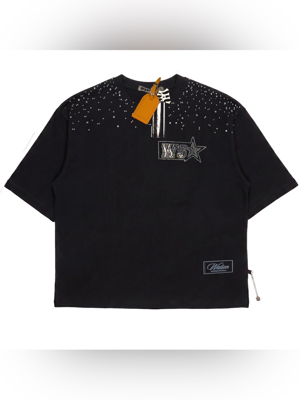 WATSON STUDIOS PLATE EMBELLISHED BLACK TSHIRT